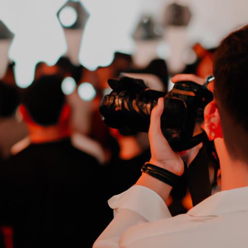 תמונה של צלם מקצועי מצלם קבוצת אנשים באירוע.